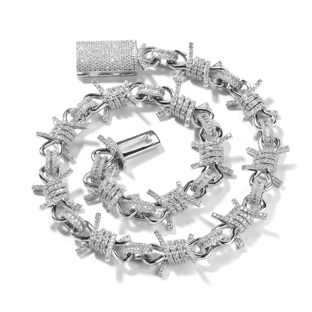 送料関税込【King Ice】10mm BARBED WIRE CHAIN ☆ 国内発送♪ 10mm Iced Barbed Wire Chain | Hip Hop Jewelry | King Ice