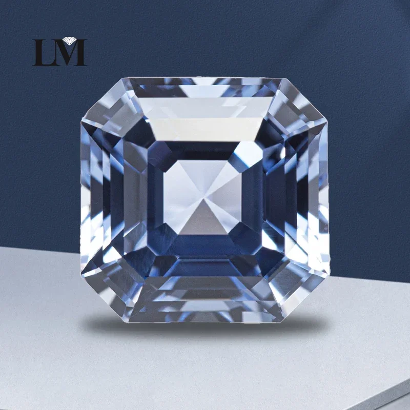 

Top Lab Grown Sapphire Cornflower Color Square Asscher Cut VVS1 Charms DIY Jewelry Making Material Selectable AGL Certificate