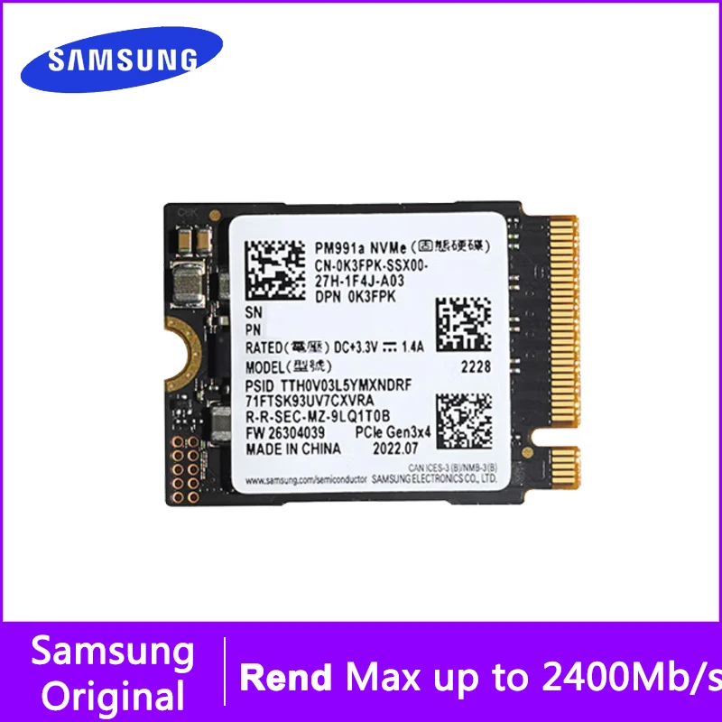 ラップトップ用Samsung-PM991A内蔵SSD,128g,1t,m2,nvme,pcie 3.0