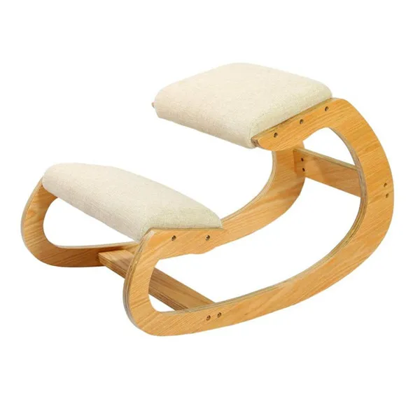 Description Picture 3 of itemErgonomic Rocking Wooden Kneeling Chair Stool Correct Posture Computer Chair Original Home Office Furniture Thick Cushion