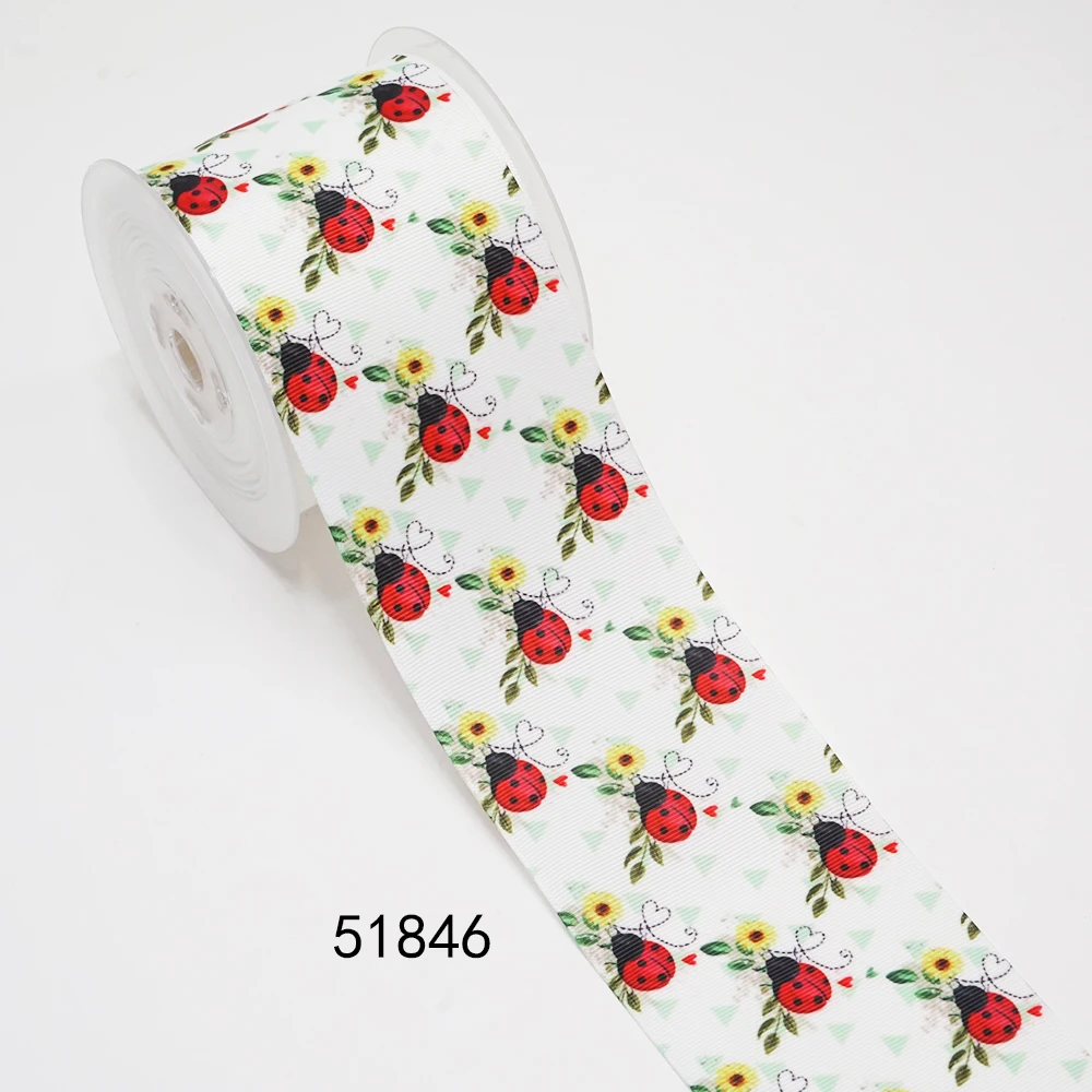 Grosgrain Ribbon DIY Cartoon Insects Printed Grosgrain Ribbon For Craft Supplies Sewing Accessories 5 Yards Planar Resins Mold 10 Pieces