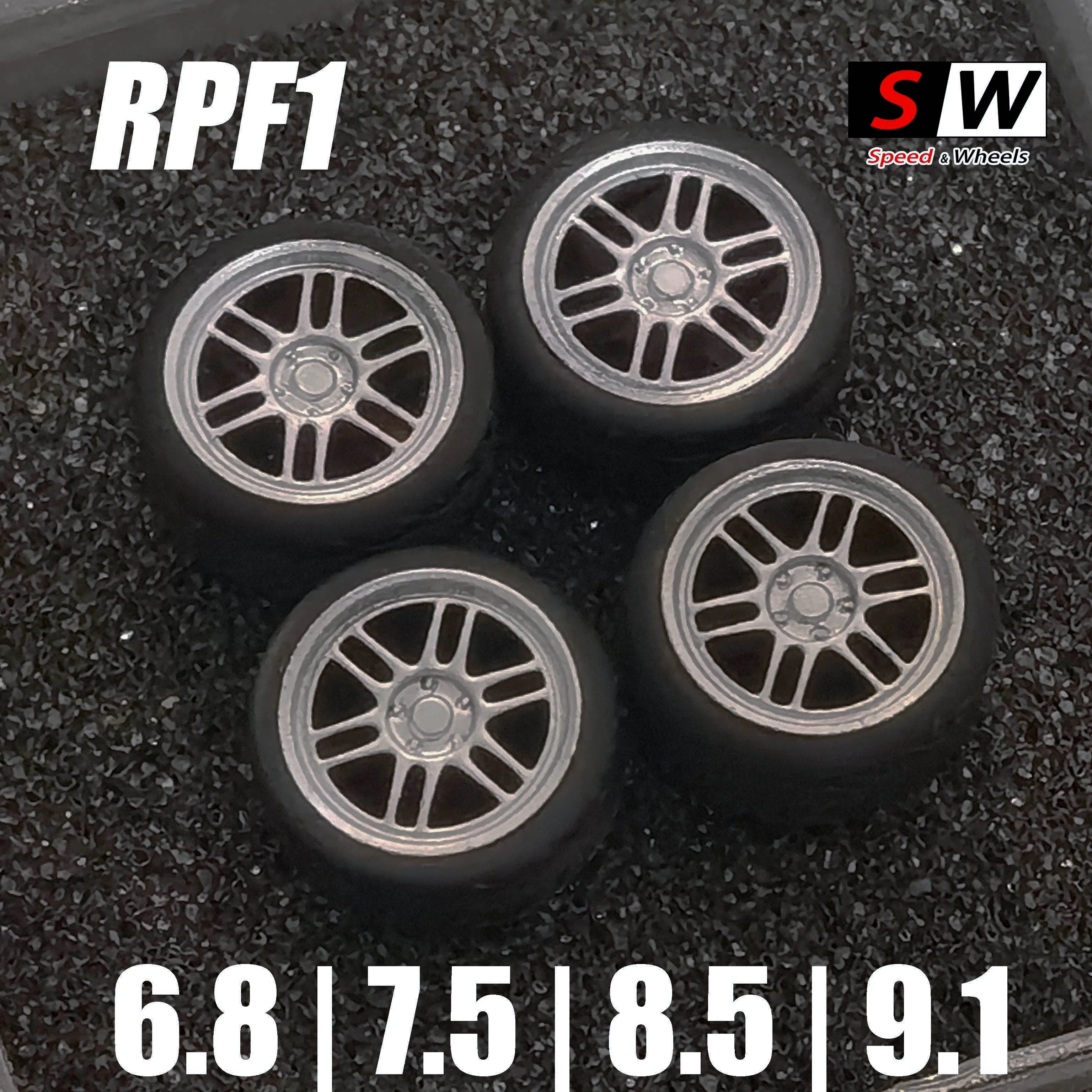 1 64 Alloy Wheel Rubber Tires rpf1 6.8mm/7.5mm/8.0mm/8.5mm Racing Vehicle Toys Cars for Hot Wheel/Matchbox/Domeka/Tomy 1:64 Car