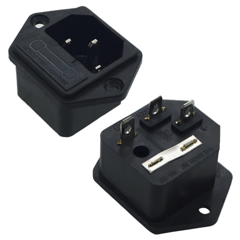 3 Pin Inlet Module Plug Module Plug,10A Fuse Switch Male Power Socket ...