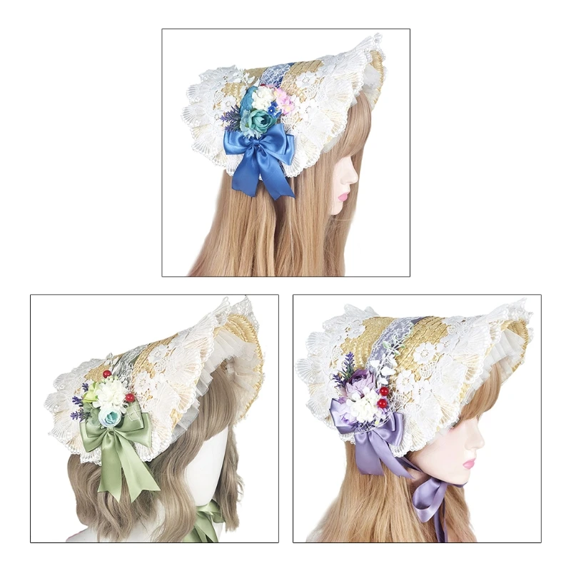 

Lovely Sweet Hairband Anime Maid Cosplay Headband Flower Straw Headwear