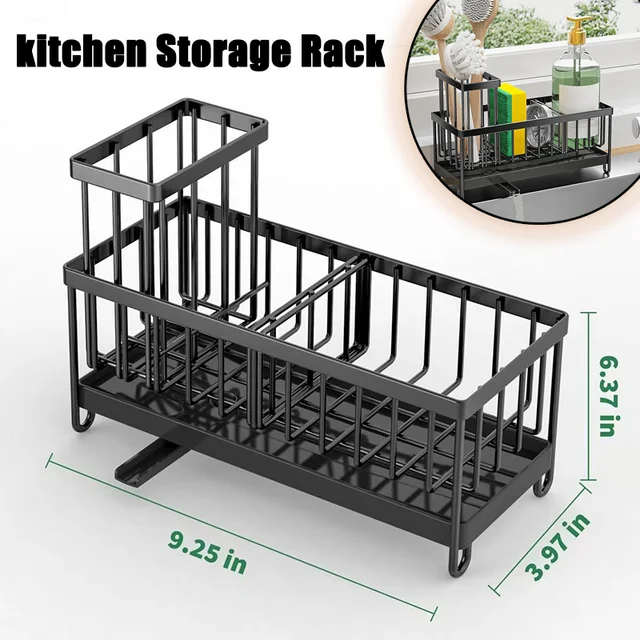 New Space Saving Kitchen Sink Rack Rustproof Self-Draining Sink Organizers Detachable with Dividers Sponge Holder Kitchen Use 1
