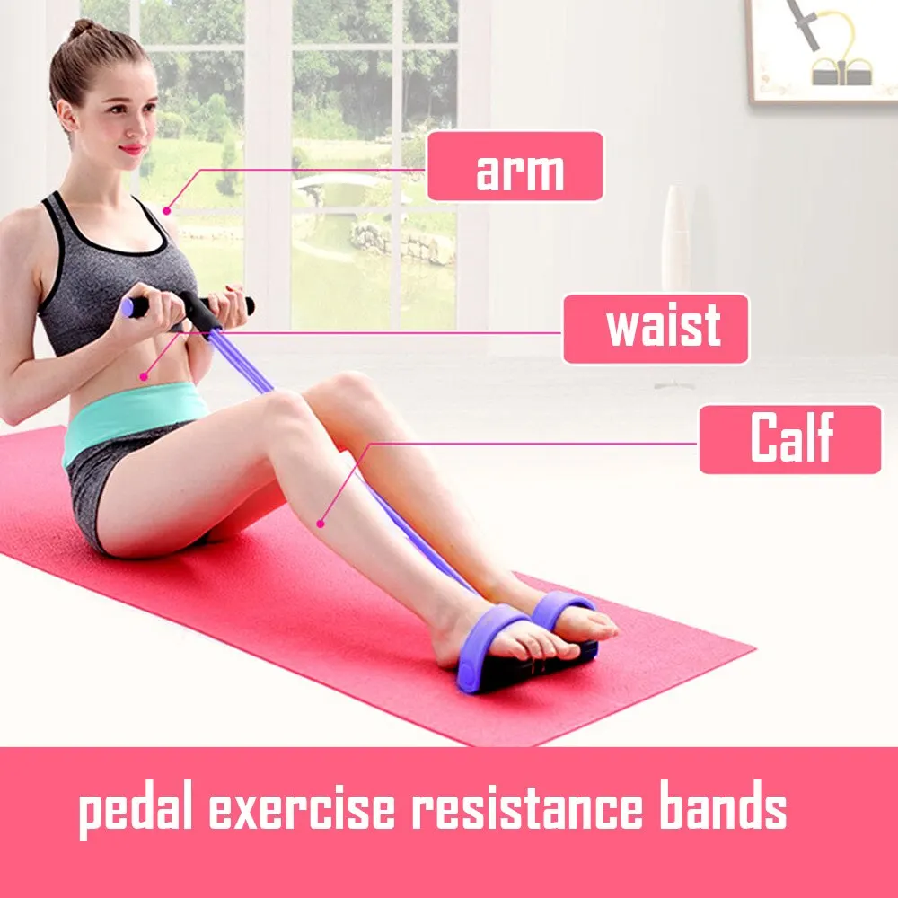 Fitness Resistance Bands Multi Function Tension Rope Bands 4 Tube Elastic Pedal Puller
