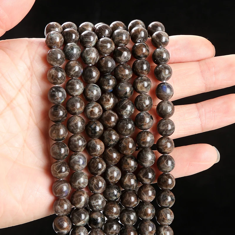 Natural Coffee Spectrolite Stone Beads Loose Spacer Labradorite