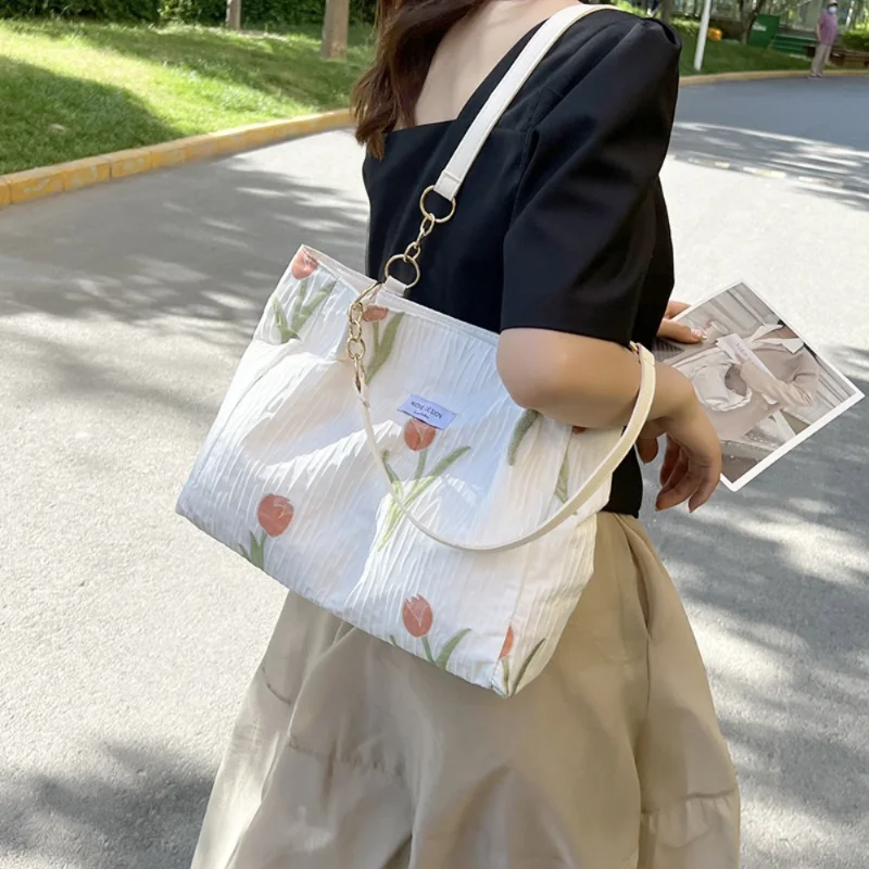 

Французские женские сумочки, трендовые дизайнерские сумки с цветочным принтом, Сумка-тоут из тюльпана, женская Сумка с жемчугом, Сумка через плечо, весна-лето