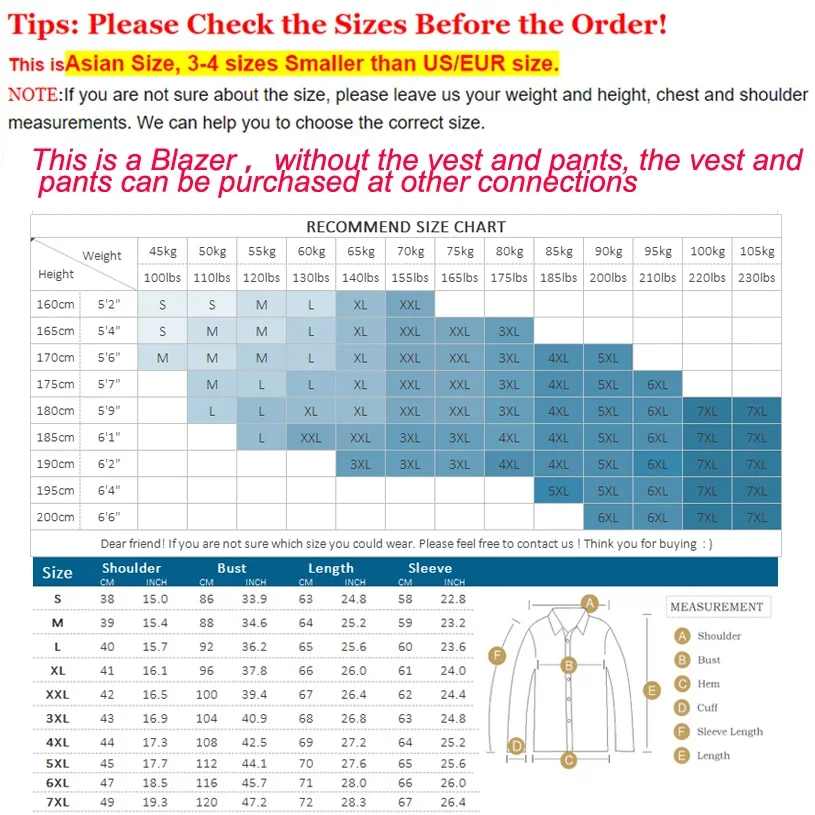 25 Colors 1 Pcs Blazer No Pants S-7XL New Wedding Dress Formal Business Slim Mens Suit Jacket Plaid Striped Solid Color 2