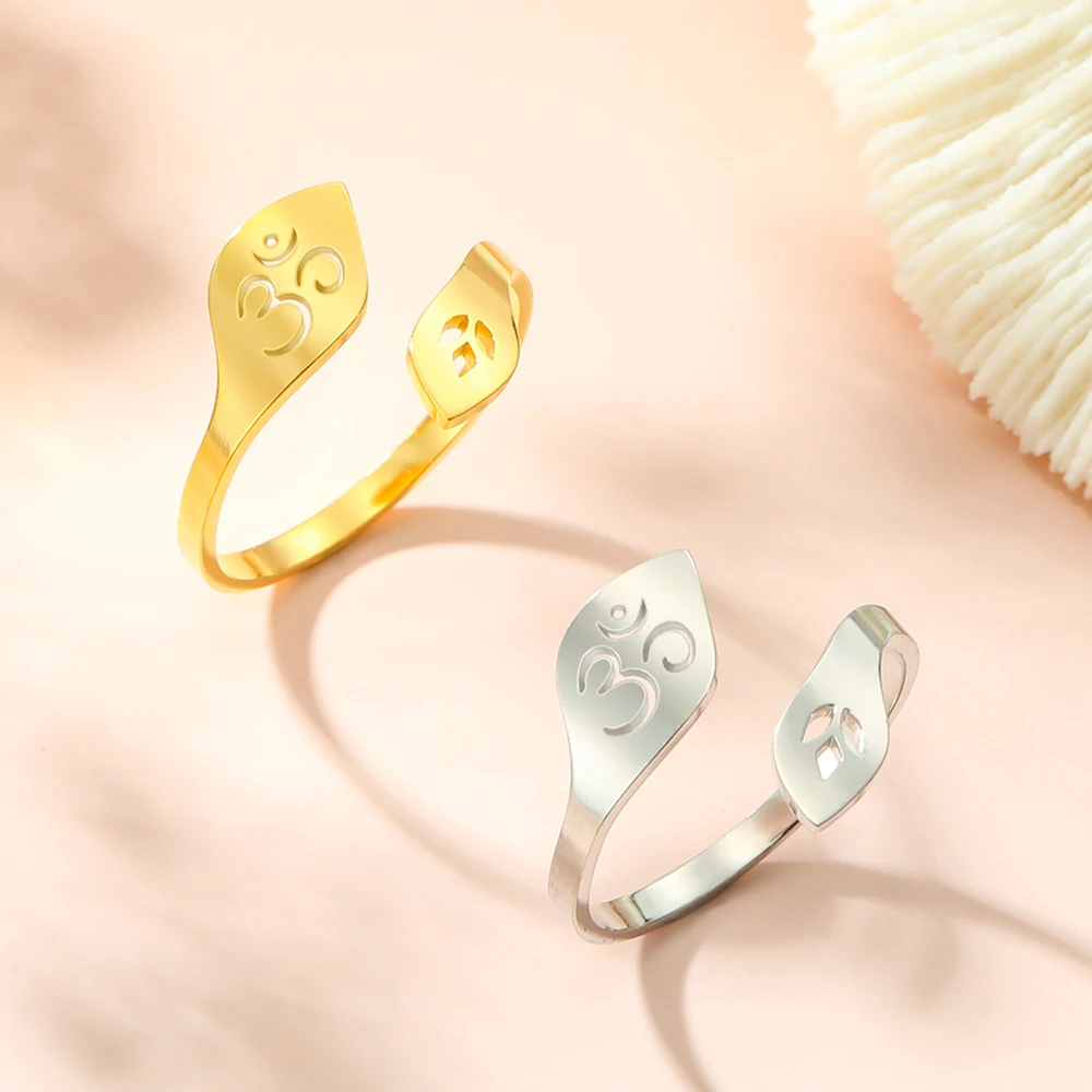 Buddhism Lotus Om Adjustable Ring for Women 1pc finger rings womens ring jewelry rings ring jewelry