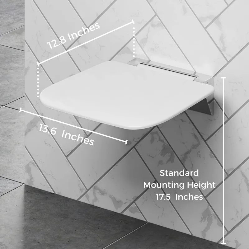 Folding Shower Seat Wall Mounted– Up To 350lbs, Secure Folding Shower Bench, Space Saving Mounted Shower Seat, Luxury Fold Down 5