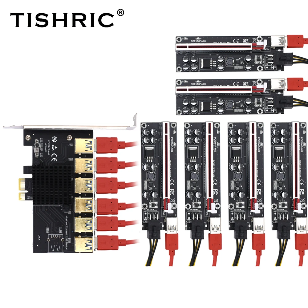 TSIHRIC PCIE 1 to 4/5/6 Pci Express Multiplier USB3.0 Extender Pci Express 1x 16x Card Slot Riser 009s 010 For Bitcoin Mining data cable types Cables & Adapters