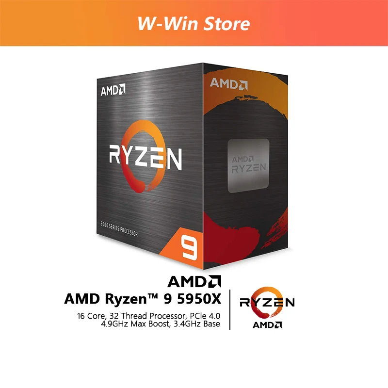 New AMD Ryzen 9 5950X R9 5950X 3.4GHz 16-Core 32-Thread CPU Processor 7NM  L3=72M 100-000000059 Socket AM4 Origin Box Without Fan