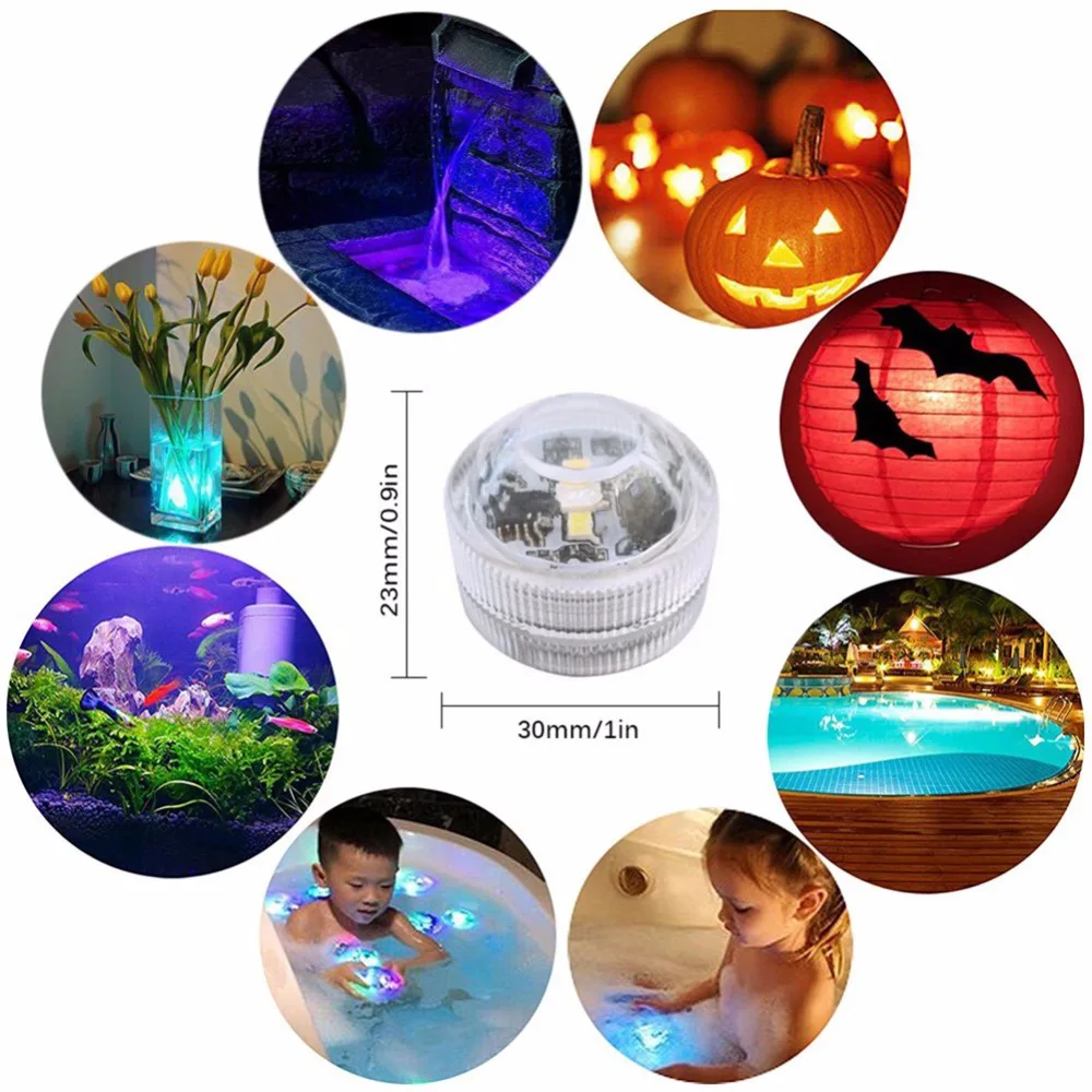 underwater lights 5/10pcs Underwater LED Lights Submersible RGB Waterproof Light Battery Powered Swimming Pool Light With Battery For Vase Pond submersible lights