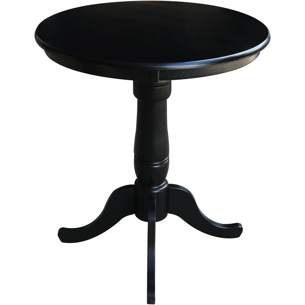 Round Top Pedestal Table 30 Inch Solid Wood Kitchen Counter Height Furniture For Dining Room 2