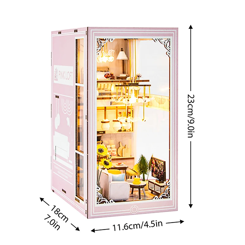 Wooden DIY Book Nook Kit Miniature Doll House 3D Puzzl Bookend Toy