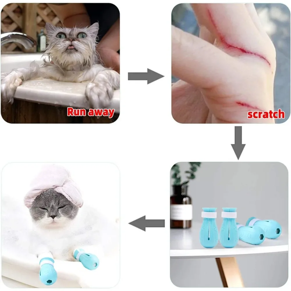 Cat Claw Protector Bath Anti-Scratch Cat Shoes For Cat Adjustable Pet Bath Wash Boots Cat Paw Nail Cover Pet Grooming Supplies - Image 3