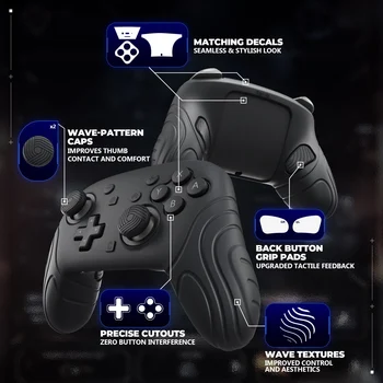 PlayVital Samurai Silicone Cover for Switch 2 Pro Controller – Protective Skin with Back Button Caps,Thumb Grips & Stickers 1