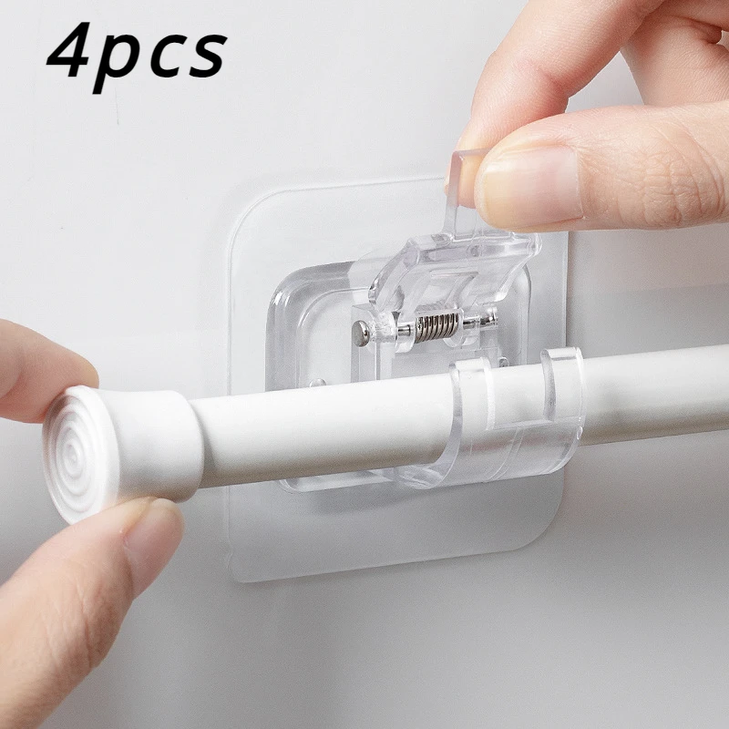 

Self Adhesive Hooks Punch-free Curtain Rod Clip Hook Shower Curtain Rod Hanging Holder Household Fixed Clip Hanging Hook Holder