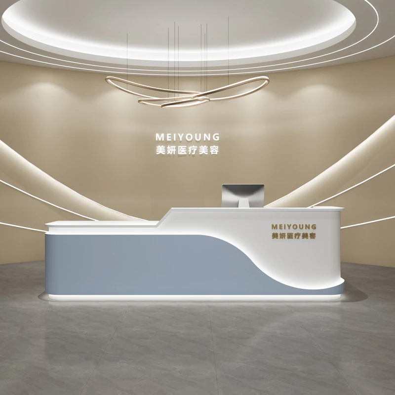 Office Standing Reception Desk Clinic Checkout Flexible Gym Reception Desk Counter Bancone Reception Beauty Salon Furniture