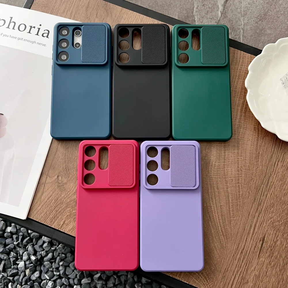 Premium Soft Liquid Silicone Case with Slide Camera Protection and Anti-Slip Bumper Cover