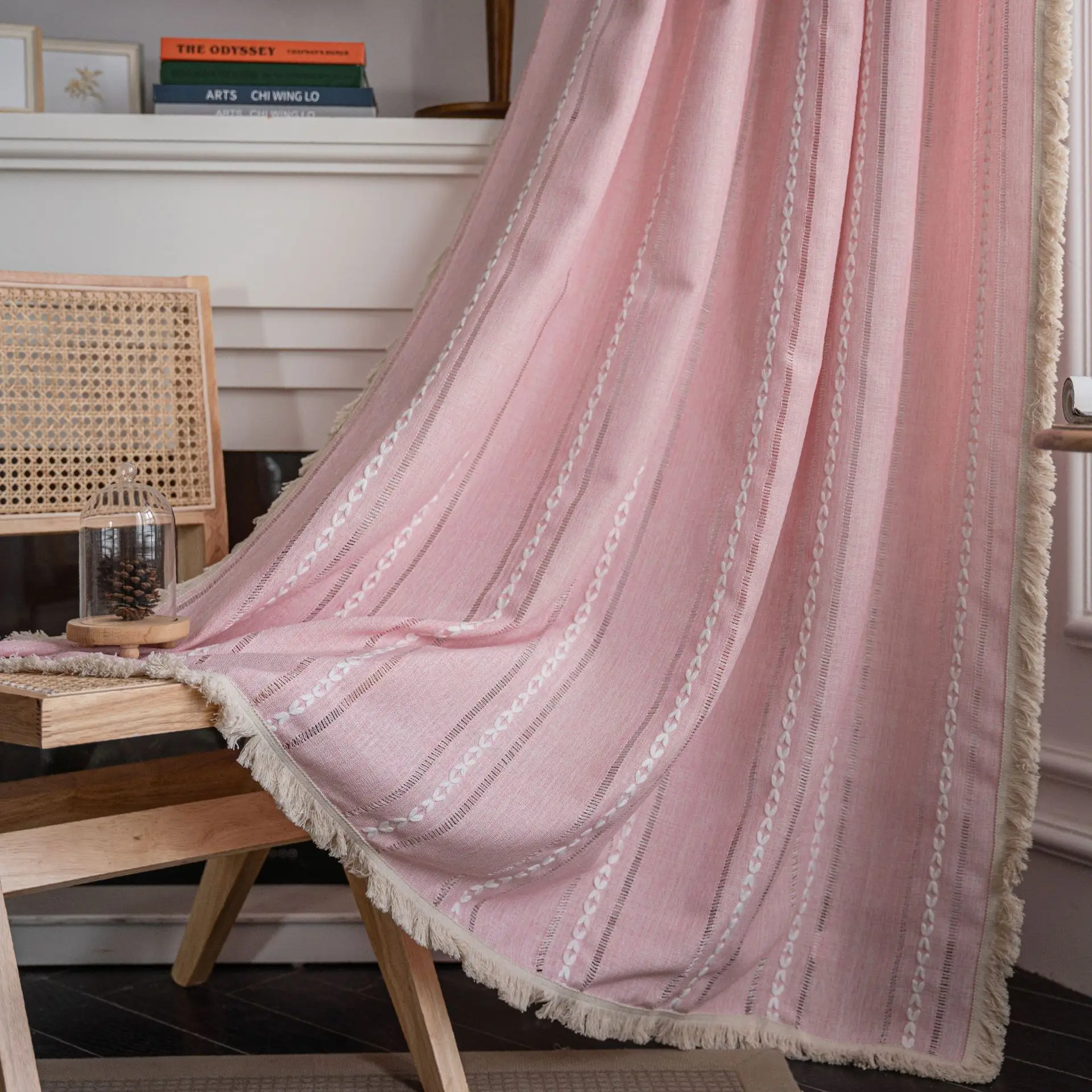 Embroideries Linen Curtains Tassels Edge 4