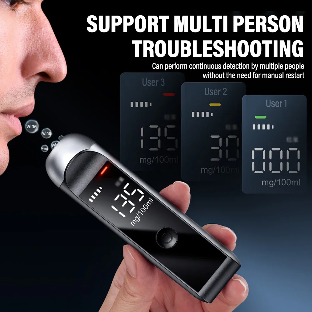 Alcohol Tester Automatic Professional High Sensitivity Rechargeable Breathalyzer Screen Digital Display LED Breath Tools