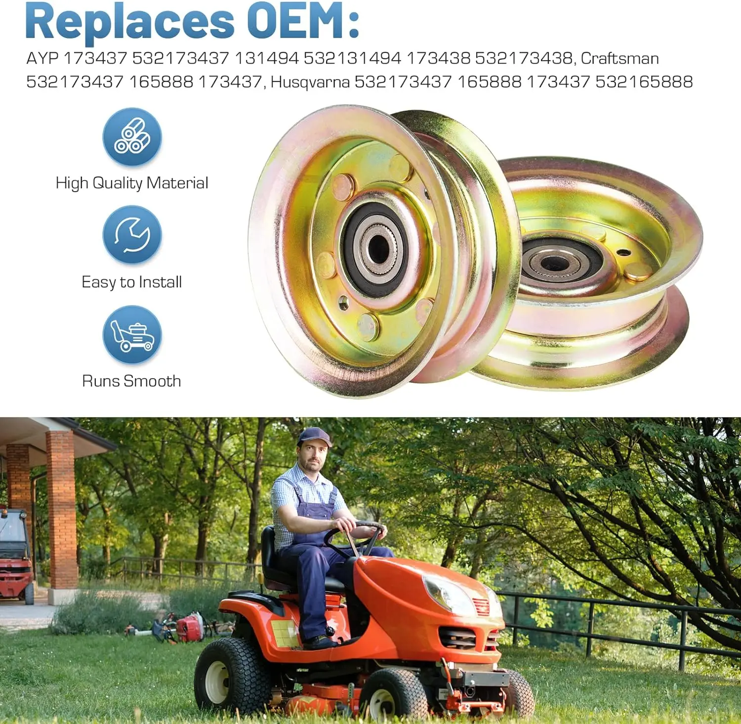 532131494 Flat Idler Pulley 173437 532173437 131494 173438 - Main Image