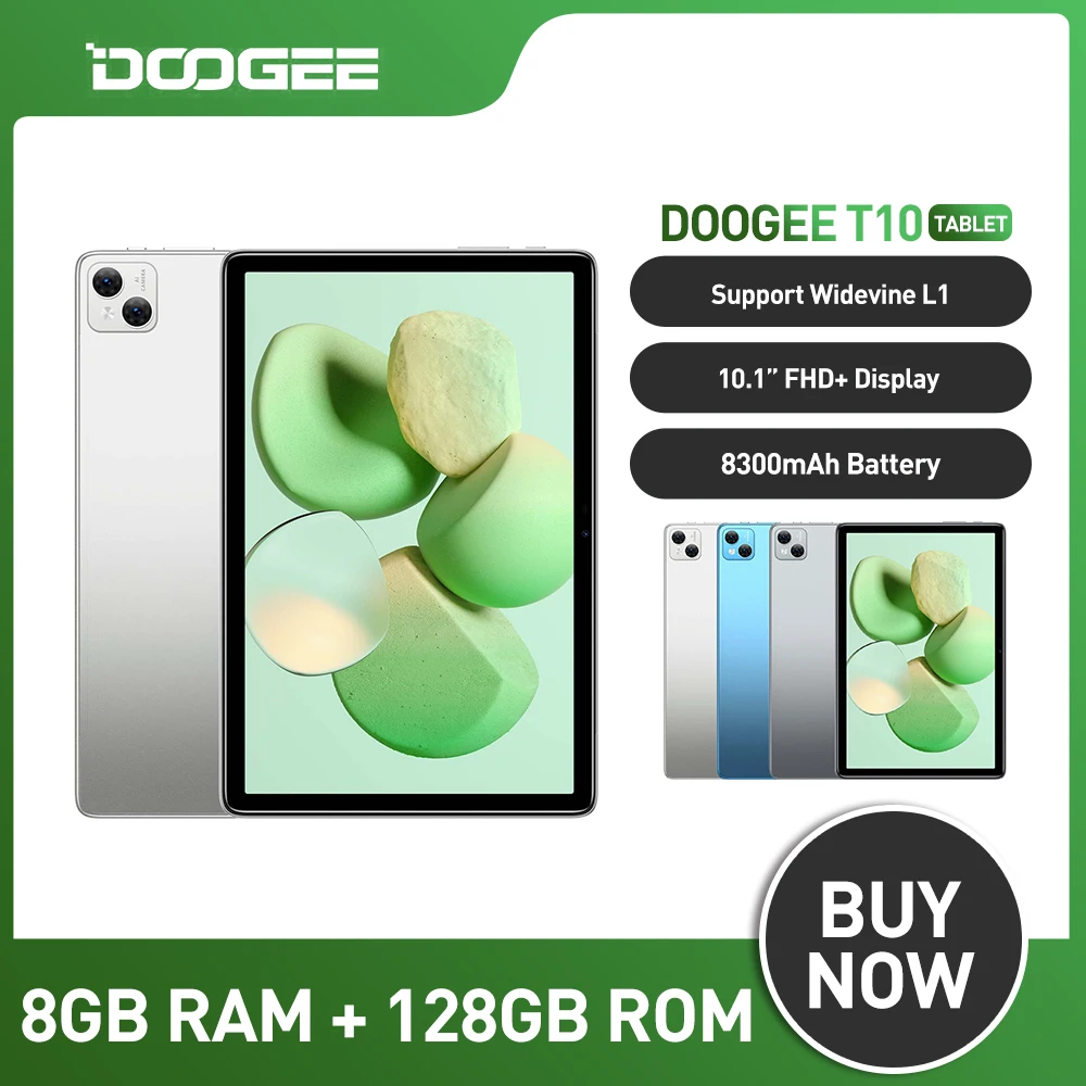 DOOGEE T10 Tablet 10.1''FHD+Fullview Display 8GB 128GB Mobile Phone TÜV Rheinland Certified 8300mAh Battery Android 12 Pad 13MP doogee t30 pro tablet helio g99 11inch 2 5k display tüv certified 8gb 256gb 8580mah 20mp main camera hi res quad speakers tablet