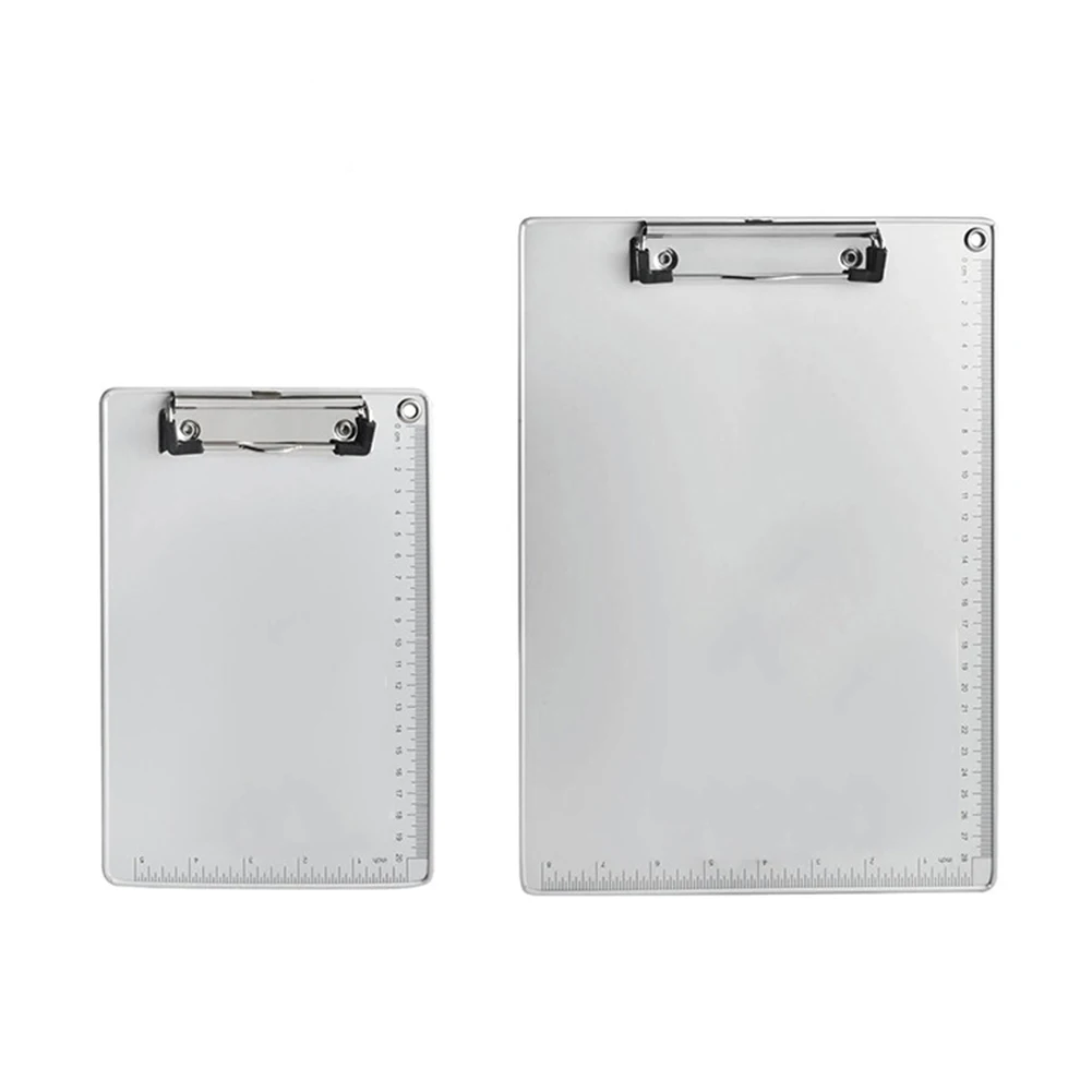 Aluminum Alloy Writing Board Portable Document Holder with Centimeter Scales Silvery Simple  Creative Stationery Supplies