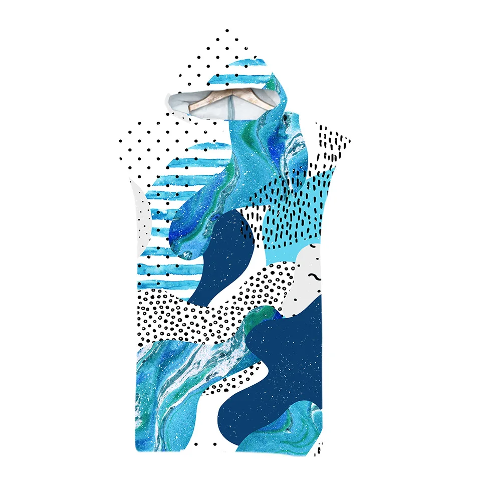 

New Printed Surf Poncho Hooded Towel Changing Robe Bathrobe Cloak Quick Dry Towel Beach Bath Towels