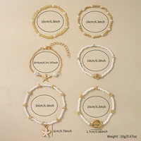 Vintage Seed Bead Stacked Bracelet Set Starfish Shell Embellishment Bracelets Elegant Women's Summer Beach Party Ideal Jewelry 5