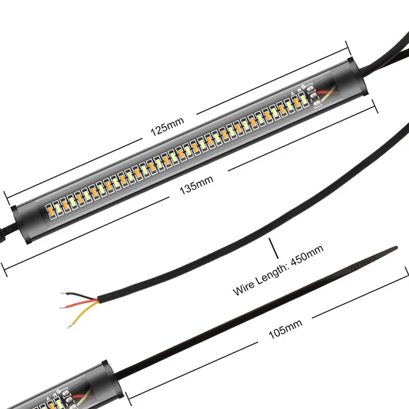 Motorcycle Turn Signal Lights 2Pcs 12V LED Ring Fork Strip Flashing Blinker Amber White Moto Flasher Auto Accessories