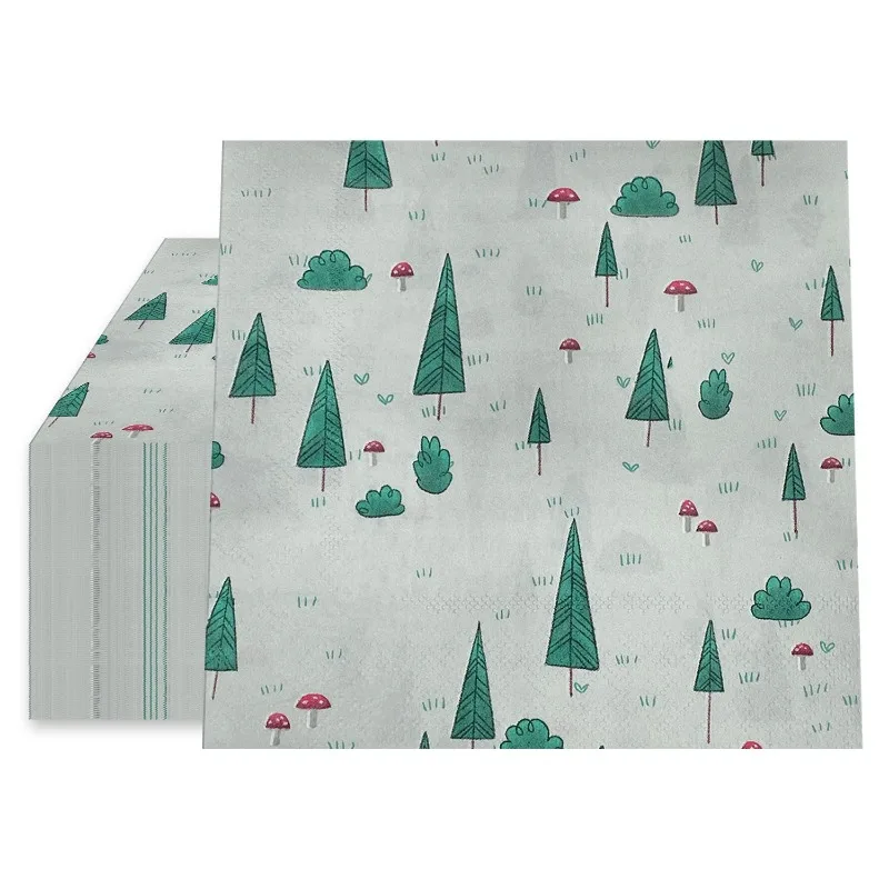 10/20 Stück 33 cm 2-lagiger Cartoon kleiner Baum Pilz Gras bedruckte Serviette Weihnachtsdekoration Papier Tischset Schmetterling Bart Papier – Detail 1