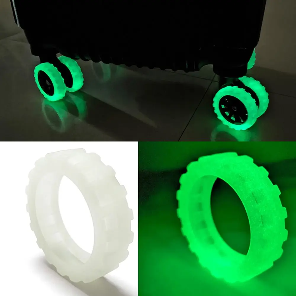 Luminous Silicone Travel Luggage Wheel Covers - Silent Suitcase Protection, Set of 8