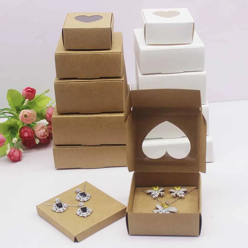 50 piccole confezioni regalo, in carta kraft, 9 x 6 x 2,5 cm, con filo di iuta per biscotti, dolci, caramelle