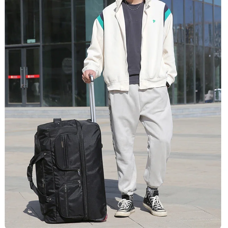 Large-capacity Travel Bag Oxford Cloth Folding Water-repellent Wear-resistant Luggage Bag Expandable Out-boarding Business Bag
