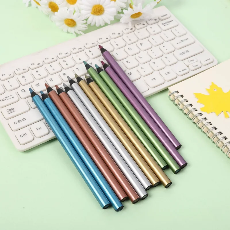 6pc black wood fluorescent color pencil writing drawing drawing pencil 4