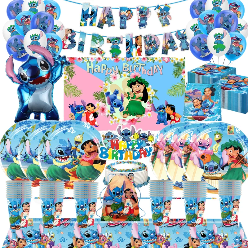 Disney Lilo & Stitch Birthday Party Decoration Happy Party Banner Background Stitch Cake Decor Tablecloth Wedding Accessories birthday party supplies party supplies