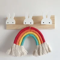 Nordic Style Creative Home Hook Clothes Hanging Children Room Rabbit Solid Wood Storage Racks Bow Clapboard Home Decoration 2
