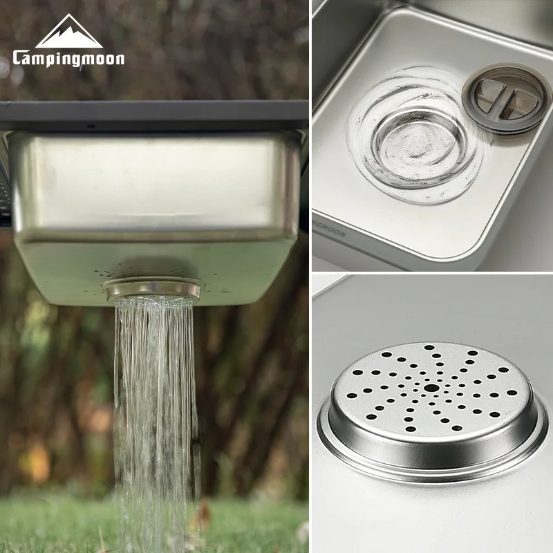 CAMPINGMOON CK-26 IGT Unit 1 Sink Camping 304 Stainless Steel Dishwashing Sink Multi Functional Water Storage Basin
