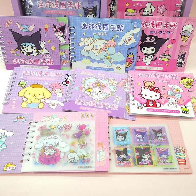20/40pcs Sanrio Sticker Coil Book Hello Kitty Kuromi My Melody Diy Hand Account Decorative Scrapbook Stationery School Supplies 1