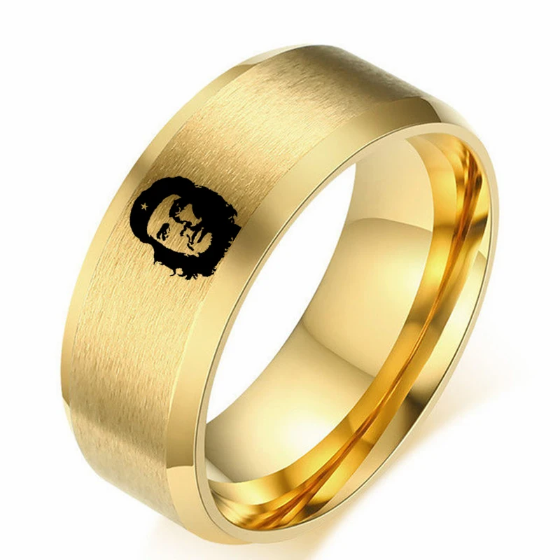 8MM Never Fade Stainless Steel Casual Party Ring  Four-color Rings Double Che Guevara Fashion Ring Boys Gift 6