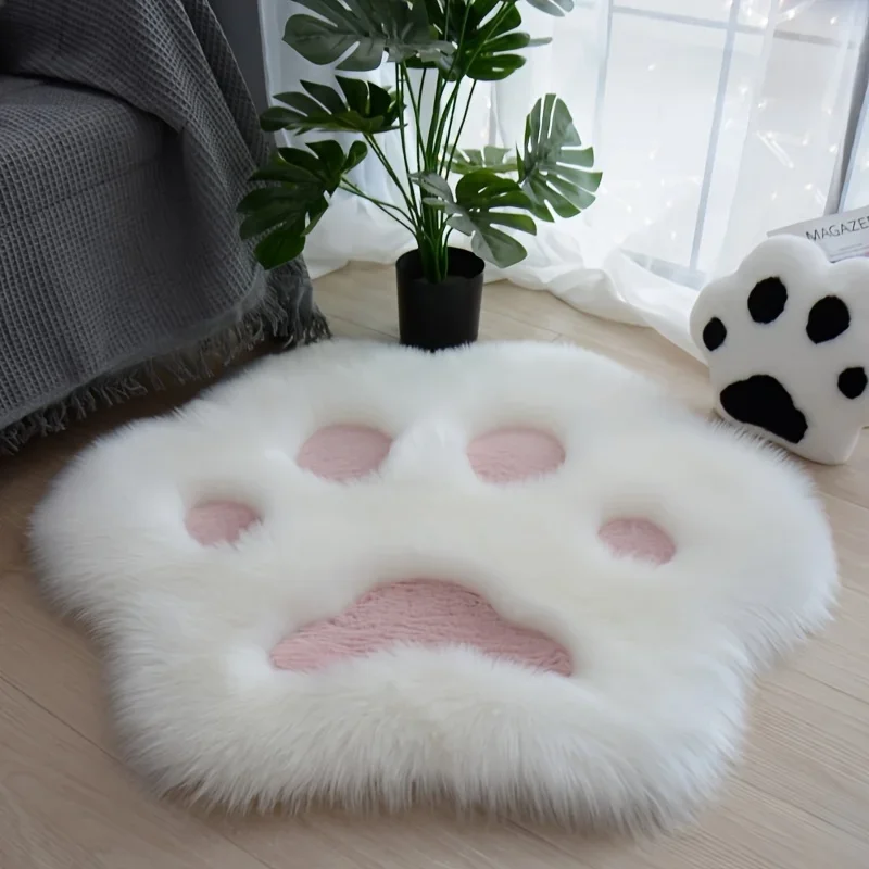 Charming Cat Paw Plush Carpet-Durable & Washable, Soft Low Pile Decorative Rug for Cozy Home