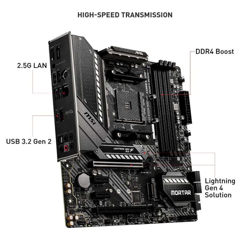 Socket Am4 Msi B450m Mortar Max Motherboard Support Amd, 42 OFF