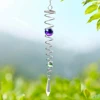 Metal Spiral Crystal Ball Hanging Wind Chime Glass Double Bead Pendant Home Wedding Outdoor Garden Decoration Yard Bird Repeller 1