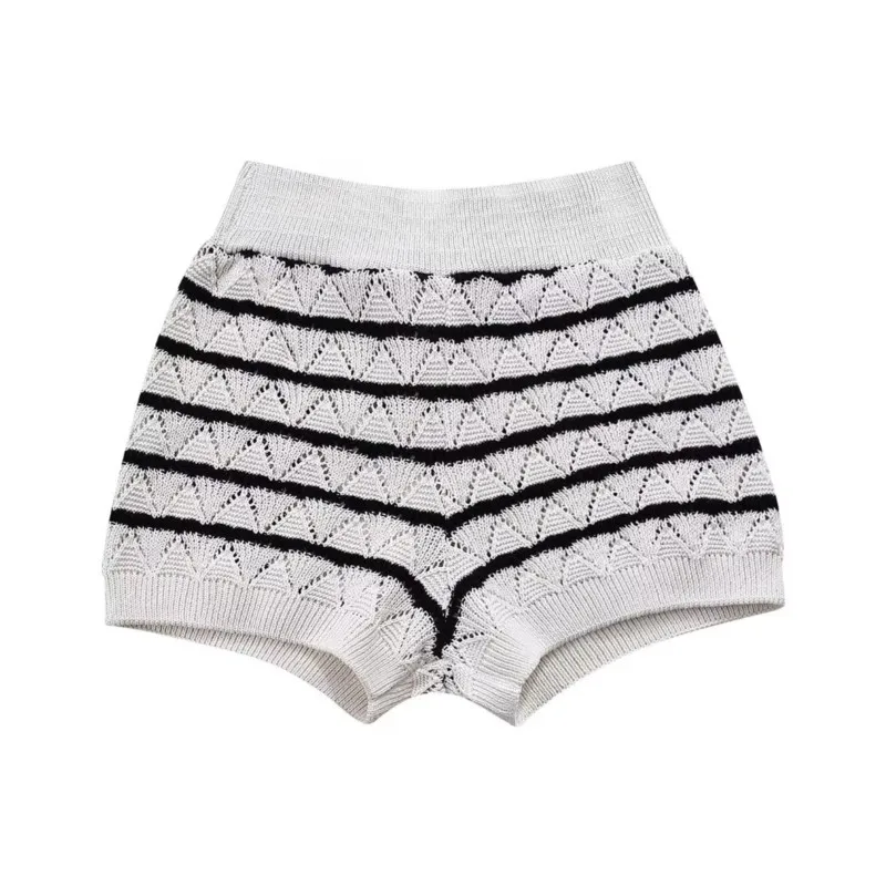 

TRAF Knitting Sexy Women Clothing Free Shipping Tighten the Waist Women New Spring Summer Lady Pants Stripe Dolphin High Shorts