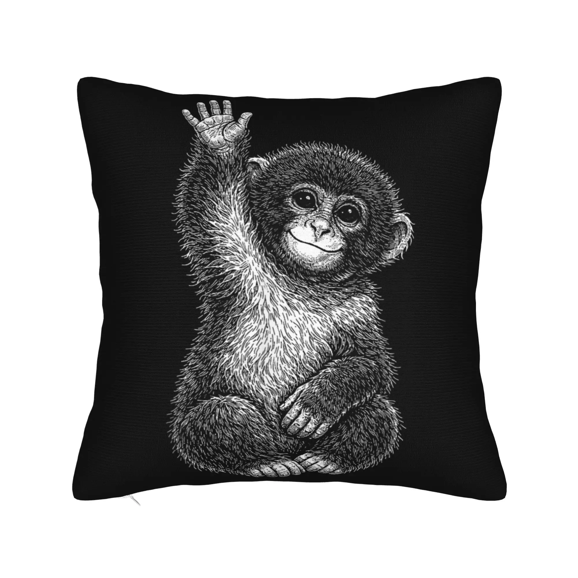 Creative Chimpanzee Federa Per Cuscino 45x45 Cm Con Stamapa Animale, Grigio, Morbida E Lavabile, Regalo Per Bambini - 4