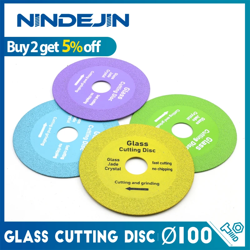 NINDEJIN 1pc Glass Cutting Disc 100mm 115mm 125mm Diamond Glass Cutting Blade Ceramic Tile