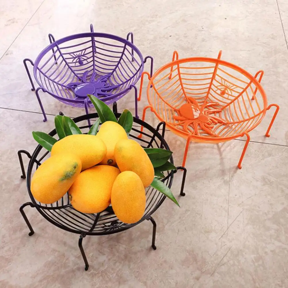 

2Pcs Spider Web Candy Baskets Fruit Plates Bright Color Halloween Party Plates Kitchen Supplies Biscuit Fruits Plates